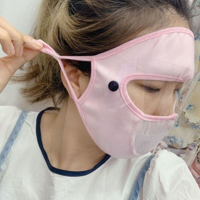 Fishing Ice Silk Sunscreen Face Mask Goggles Full Face Adjustable Black Lens Riding Mask Anti-flying Insect Mask