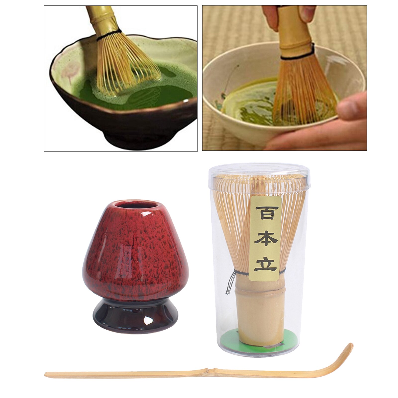 Matcha te visp set bambu te skopa matcha ceremoni starter lätt att använda: Röd