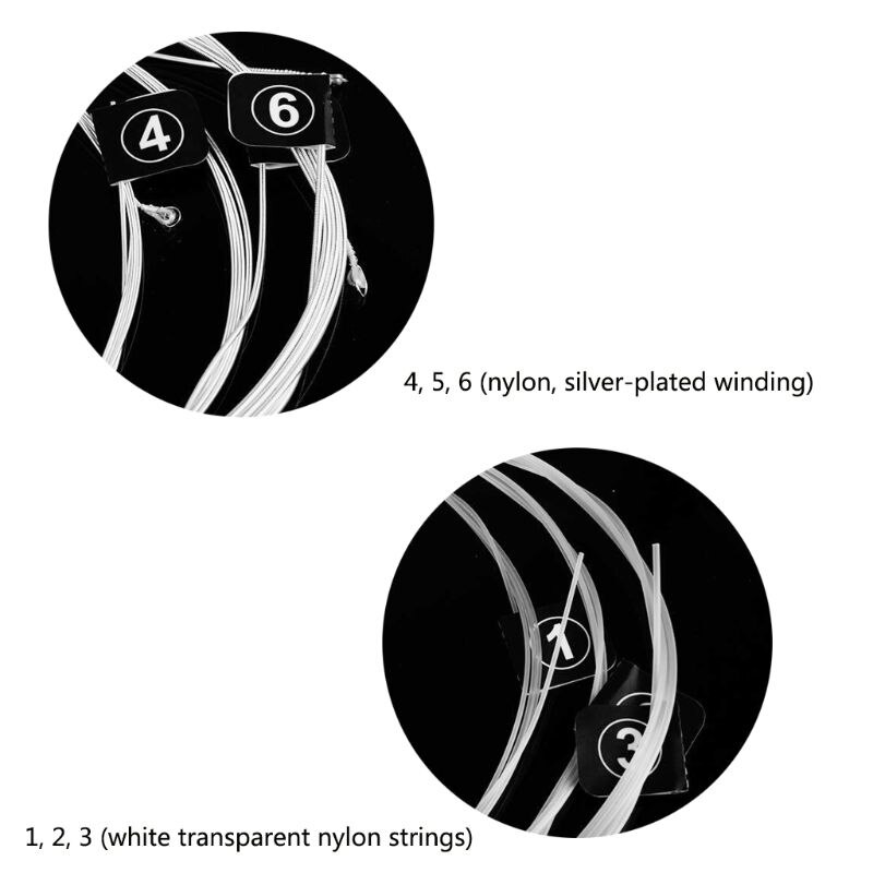 6pcs/set Nylon + 3% Polyester Classic Guitar Strings 028-045 Color Plated Wire Y51D