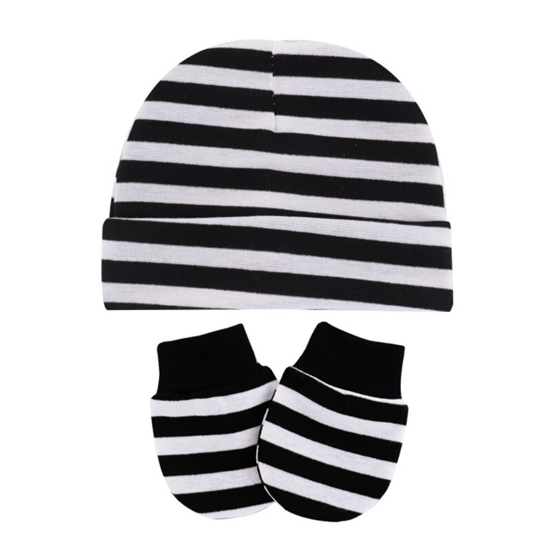 Unisex Baby Infants Anti Scratching Cotton Gloves+Hat Set Newborn Mittens Warm Cap Kit Cute