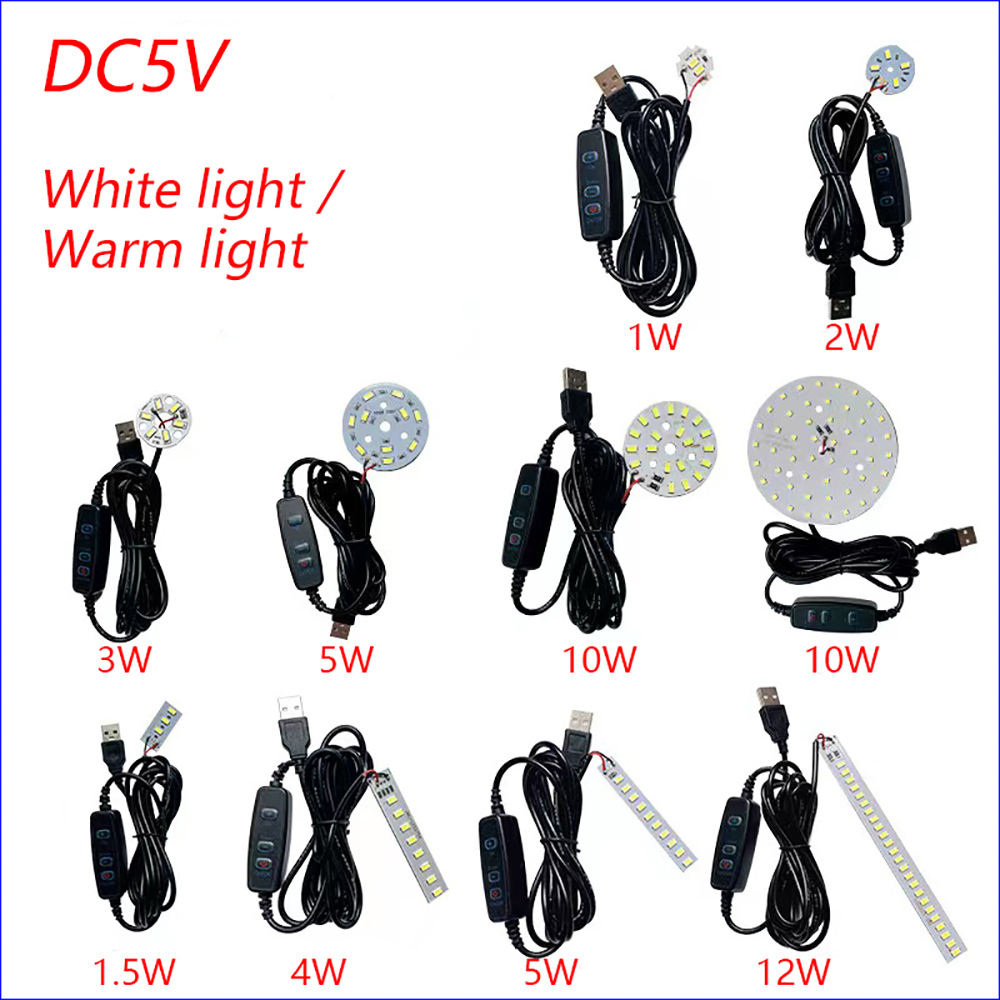 1 Stuks Dc 5V Dimbaar 5730 Smd Led Lamp 1W 2W 3W 4W 5W 10W Led Licht Kralen Wit Warm Wit Licht Met 10 Stappen Aan Te Passen Schakelaar.