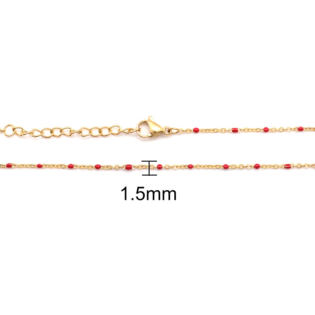 Mode 304 Roestvrij Staal Enkelbandje Goud Kleur Rood Emaille Enkelbandje Armbanden Been Keten Zomer Strand 24.5Cm (9 5/8 &quot;) lange, 1 Stuk