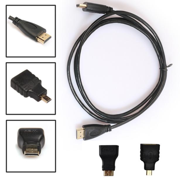 Hiperdeal 1M 3in1 Hdmi Naar Hdmi/Mini/Micro Hdmi Adapter Kabel Kit Hd Voor Tablet Pc Tv 1M28