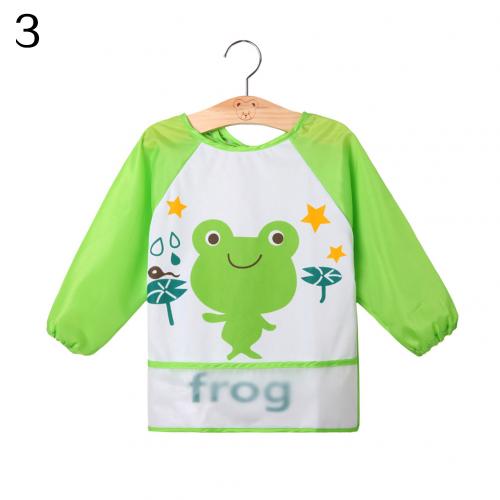 Babero impermeable de manga larga para bebé, delantal de alimentación con patrón de dibujos animados: Small Frog