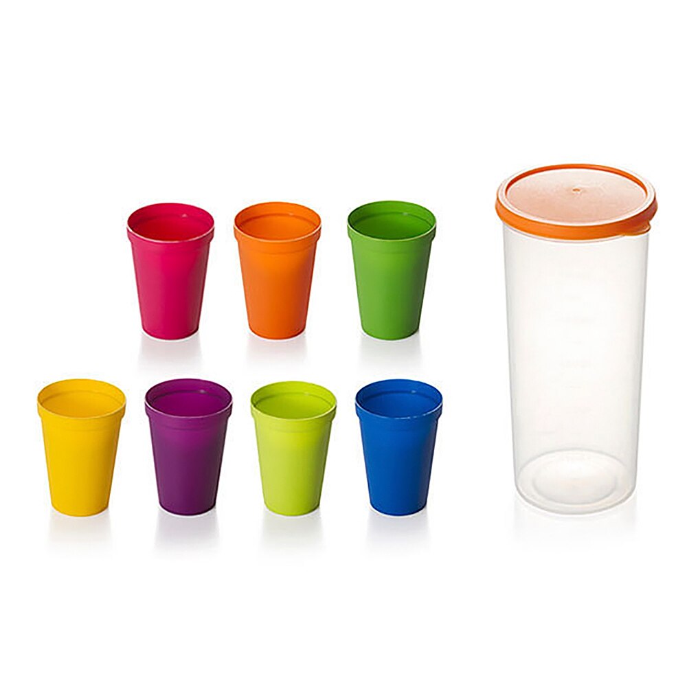 7 stuks/set 7 kleuren draagbare regenboog pak beker picknick toerisme plastic bekers mok plastic bekers watergevecht set kinderen drinkbeker: Default Title