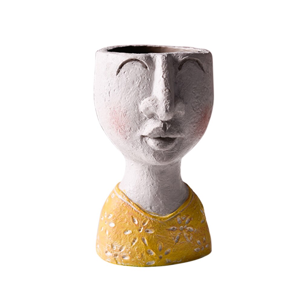 Creatieve Bloempot Hars Artistieke Portret Sculptuur Plant Pot Gedroogde Bloemenvaas Tuin Decoratie Voor Kids Pen Houder: style 4