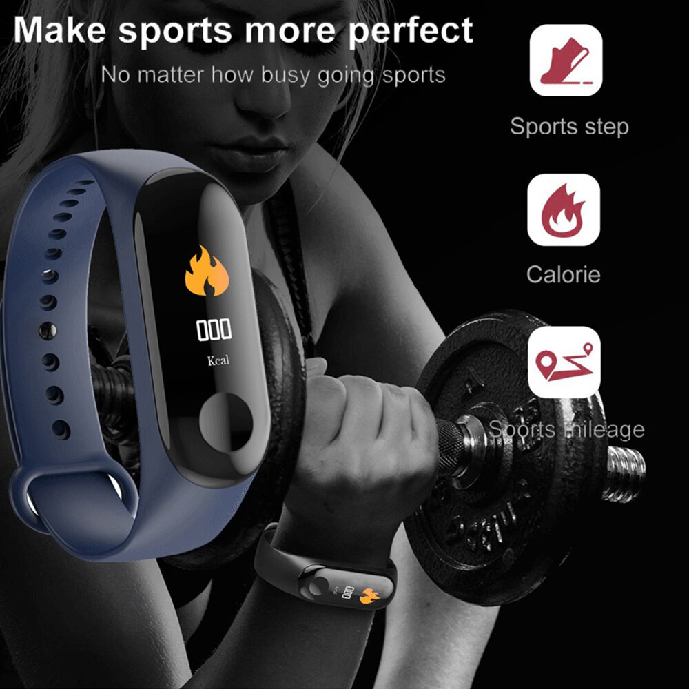Pulsera inteligente de presión arterial M3 para hombre y mujer, Monitor de ritmo cardíaco, resistente al agua, podómetro, banda Digital