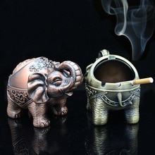 Creatieve Asbak Olifant Vormige Metalen Afdichting Asbak Met Deksel Anti-val Winddicht Persoonlijkheid Home Decor Ornamenten