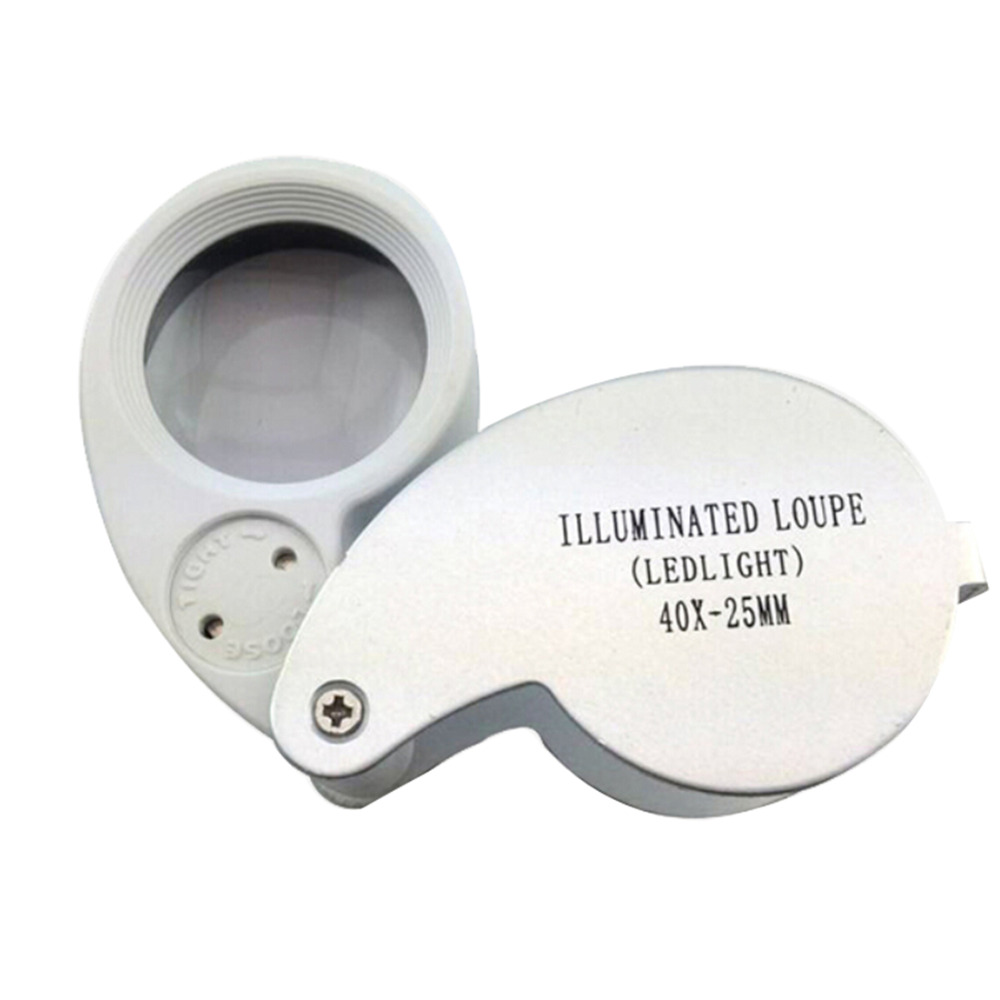 Magnifier Illuminated LED Light Jeweler Loupe Folding Magnifier 40x25mm 40X Retractable Magnifying