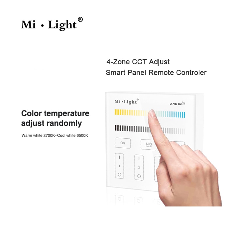 Neue Milight Led Panel Controller 2,4G wireless 4 Zone RF Dimmbare dimmer remote Touch Panel Wand-montiert rgb led Controller