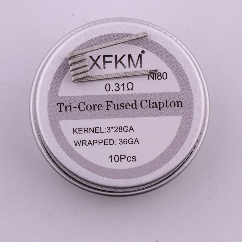 XFKM 10 pz/lotto Premade NI80 SS316L A1 Alien Fuso Clapton Prebuilt Bobina Nichelcromo Prebuilt Filo di Resistenza Al Calore Vape: 3-28-NI80-10