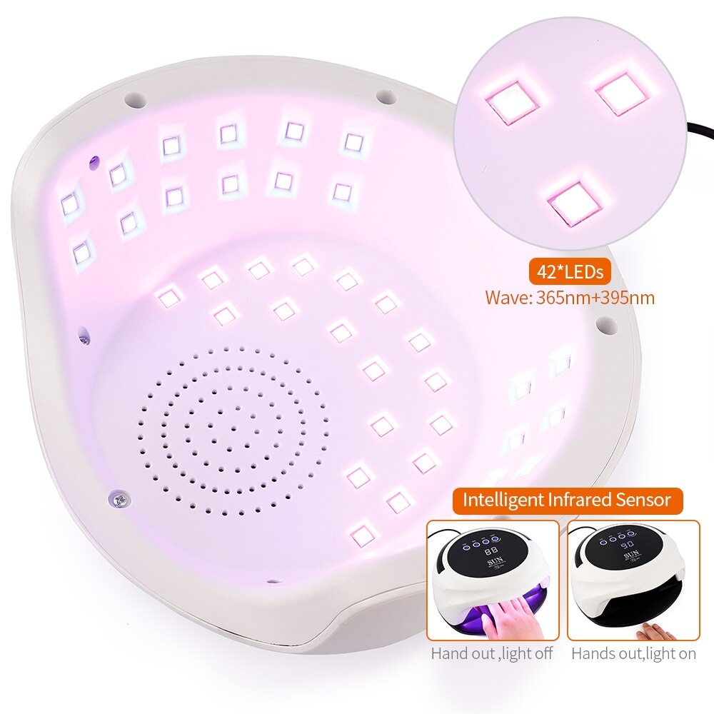 Lámpara UV grande de tipo lámpara de secador de uñas LED, gran espacio para uso en manos y pies, secado rápido, 98W 42 LED