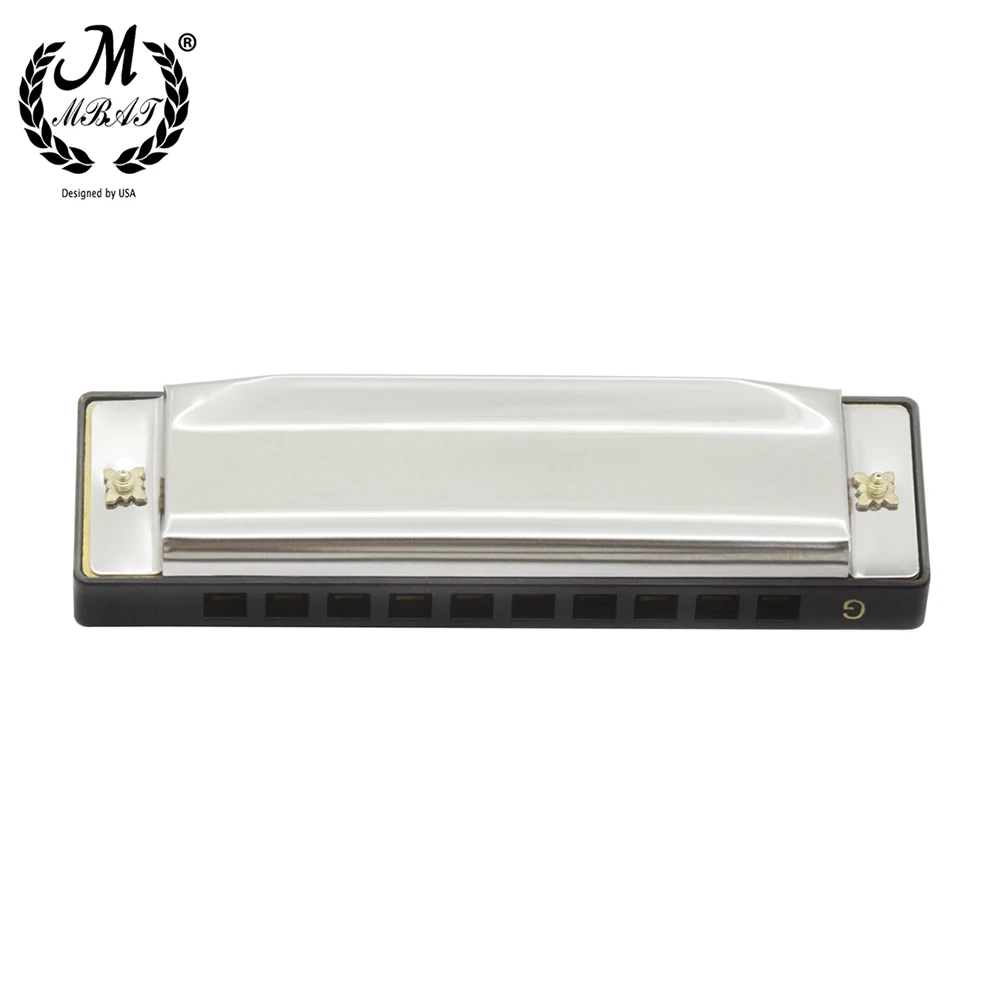 M mbat 10 hull 20 -toners g-tone bluesmunnspill abs-boks nybegynner musikkelsker treblåseinstrument munnspill med etui