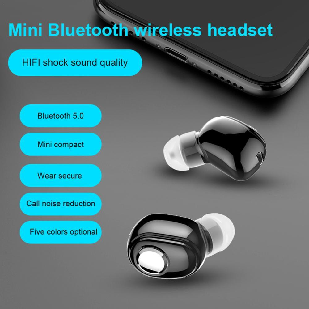 Mini trådløs bluetooth øretelefon v5.0 stereo in-ear headset med mikrofon sportskører øretelefoner øretelefoner til samsung huawei xiaomi