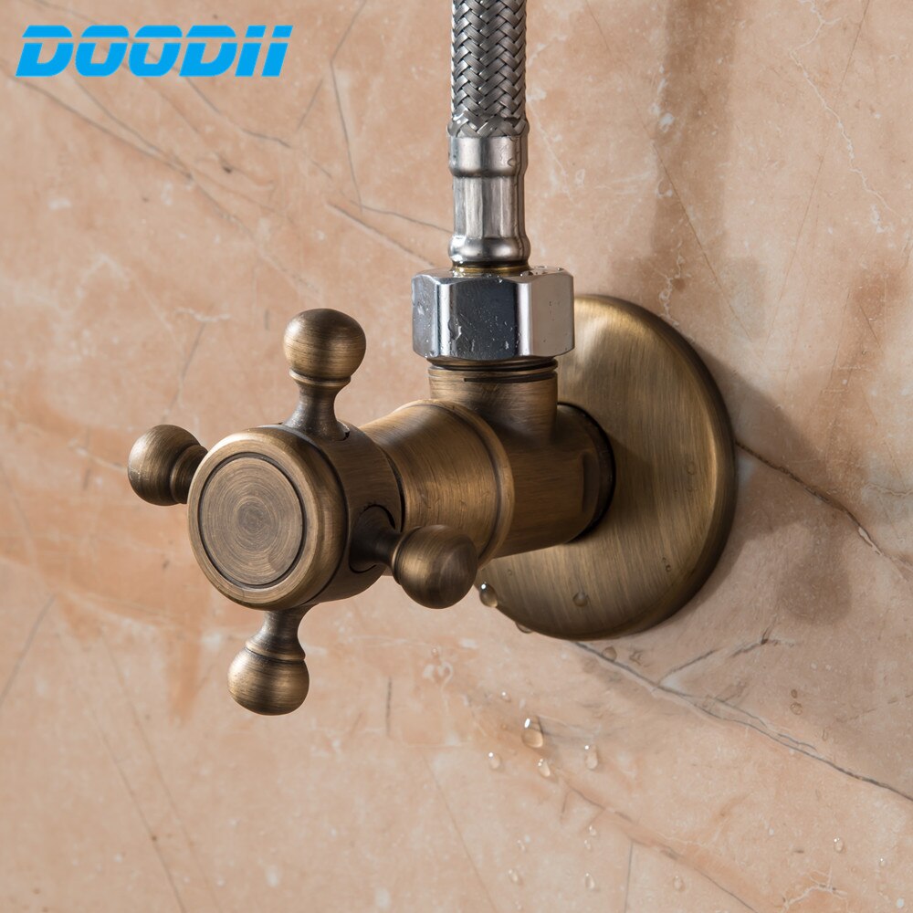 Angle Valves Antique Brass brushed Kitchen Bathroom Accessories Angle Valve for Toilet Sink Basin Water Heater DOODII