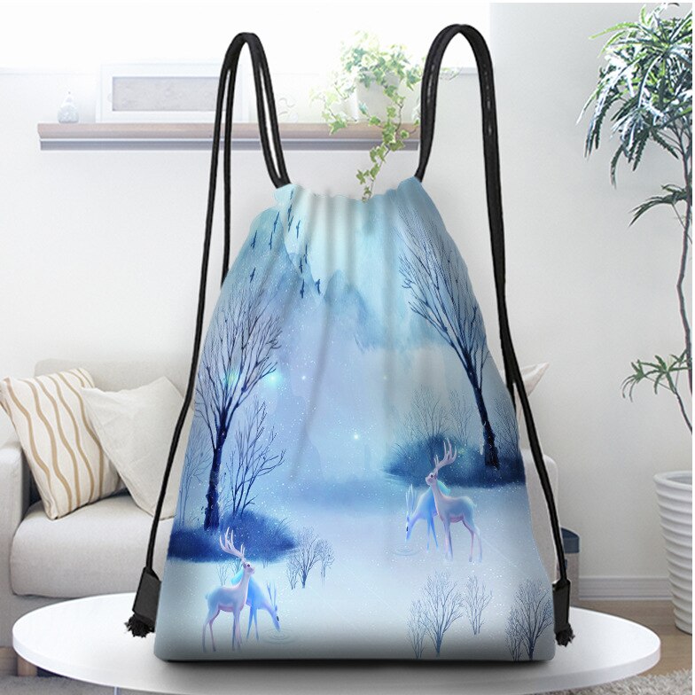 Taobao sika hjorte serien opbevaringstaske bundet polyester snøre taske bærbar lille stoftaske rejse