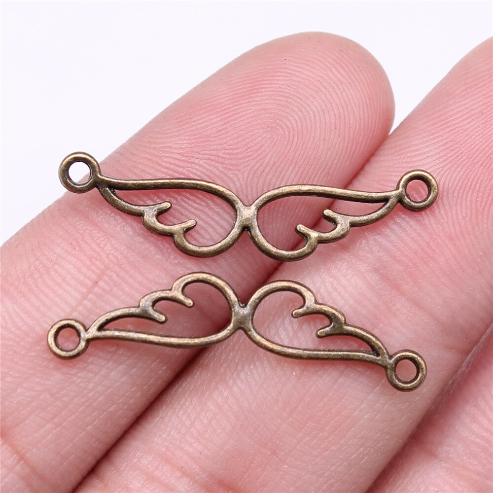 40pcs Angel Wings Connector Charms For Jewelry Making Wing Charms DIY Handmade Tibetan Finding Jewelry: Rhodium Plated