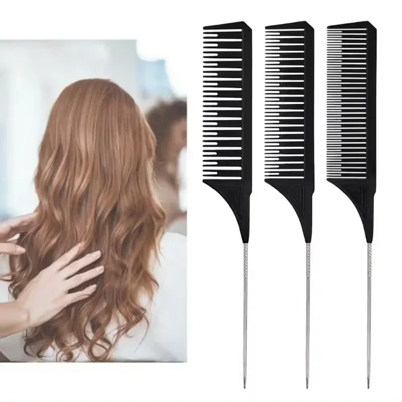 3 Pack Hair Styling Comb Tail Comb Set Dyeing Partition Highlight Braid Cutting Comb Tip Tail Hair Accessories Combs