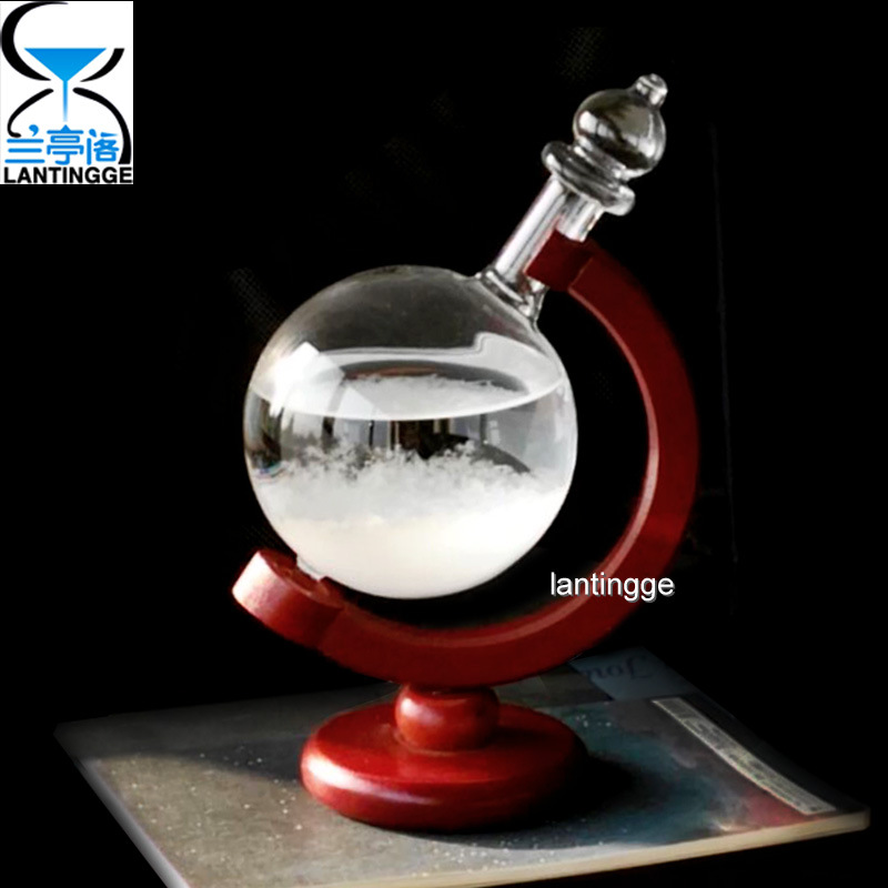 Glass Bottle Desktop Weather Station Weather Transparent Ball Storm Globe-Shaped Storm Predictor Glass Home Decor: Default Title