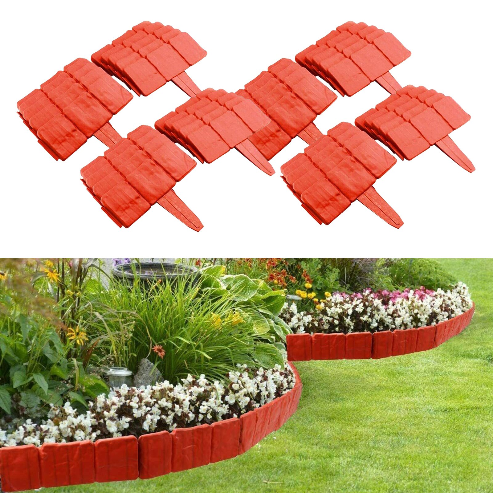 20Pieces Garden Fence Edging Decorative Patchwork Fence Garden Edging Fence Stone Patio Fence Edging Plant Border Garden Border