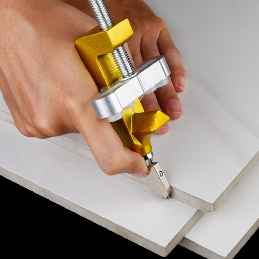 Multifunctional Tile Cutter with Wheel Diamond Roller Aluminum 2 in 1 Glass Cutter for Tiling Glass Mirror Cutting Tool