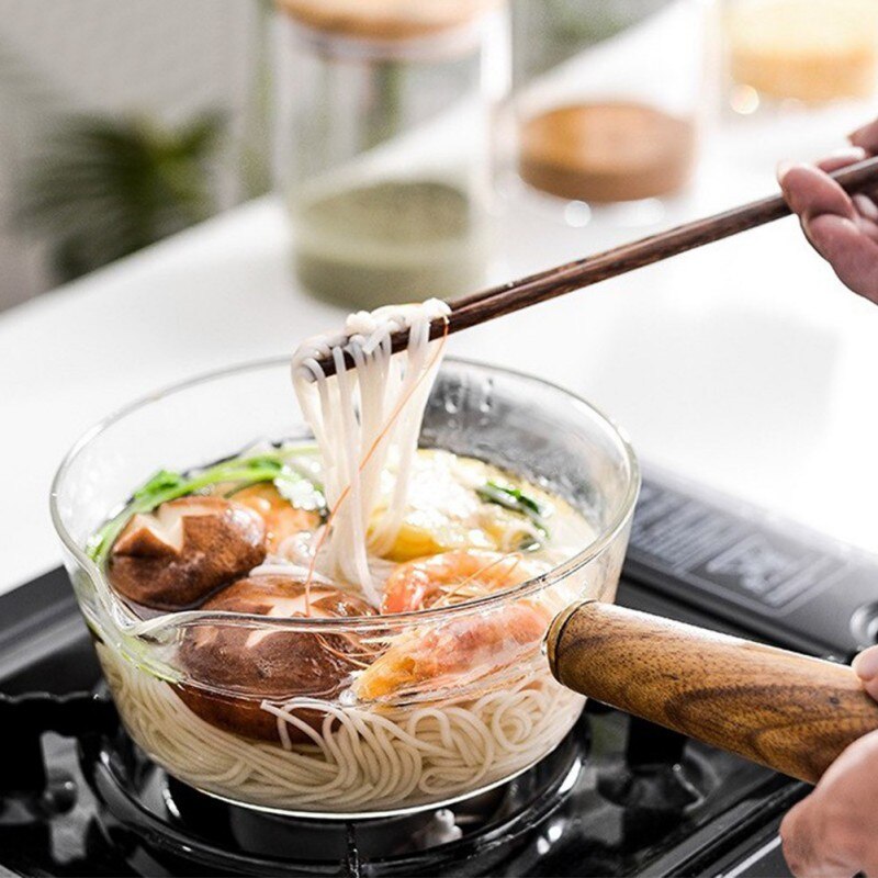 Glas Kochen Topf Milch sofortig-nudeln Suppe Topf Lagerbier Brei Töpfe Mit Holzgriff Offene Flamme Heizung Küche Kochgeschirr