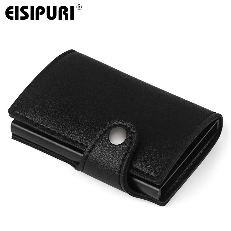 Heren portemonnee kaarthouder rfid aluminiumlegering creditcardhouder pu leren portemonnee antidiefstal heren automatische pop-up rfid portemonnee: Default Title