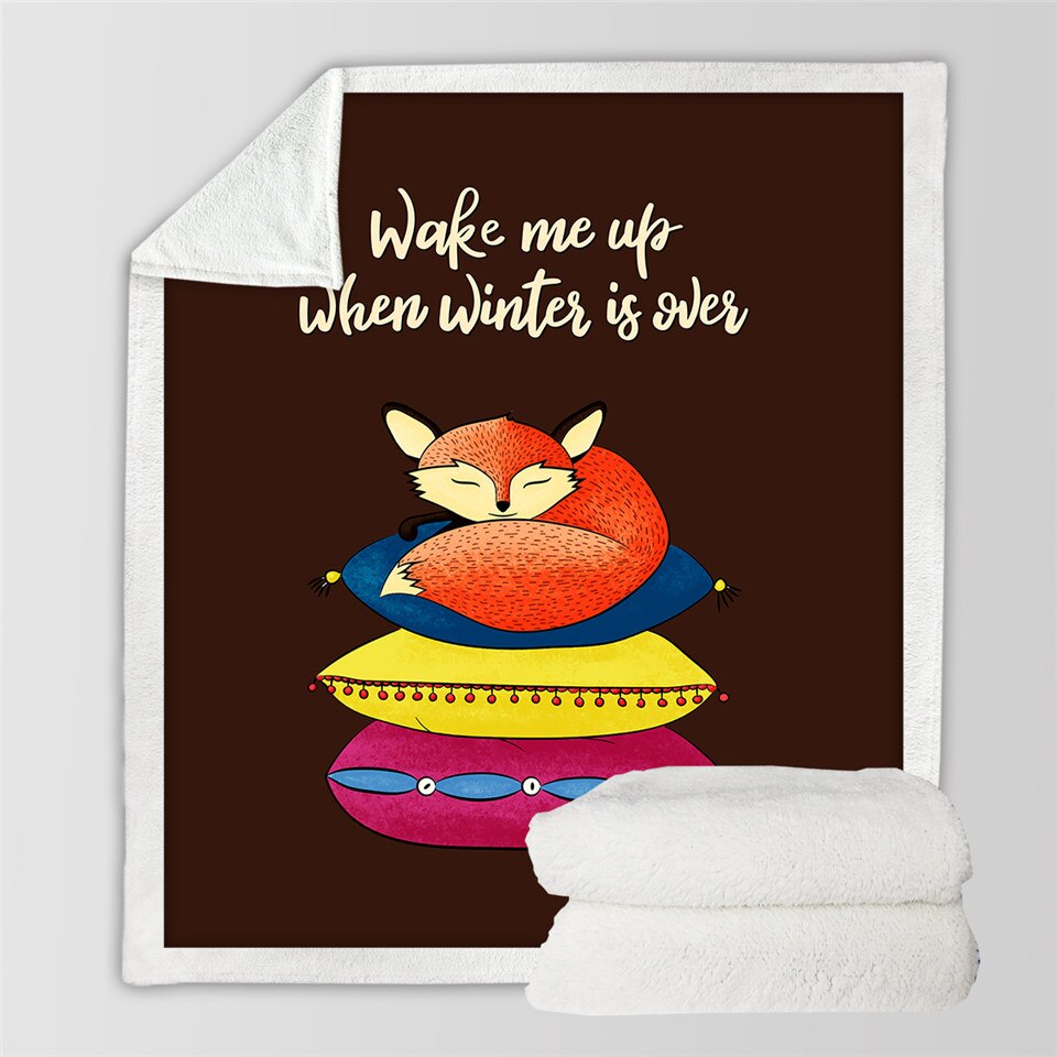 Beddingoutlet Vos Kat Gooi Deken Slapen Dier Pluche Sprei Cartoon Harige Deken Kleurrijke Sprei Leuke Mantas De Cama: 3 / 150cmx200cm