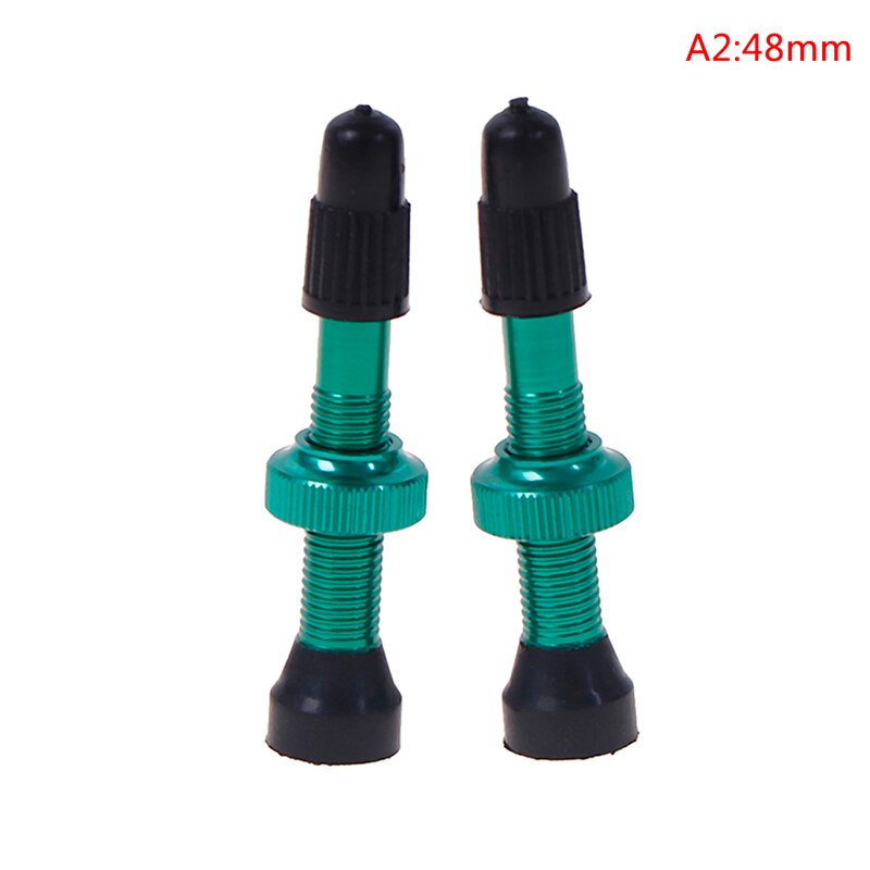 1 Paar Fiets Mountain 48/60Mm Valve Voor Road Tubeless Velg Legering Of Messing Stem Messing Kern W/ Cap & Tool: A2