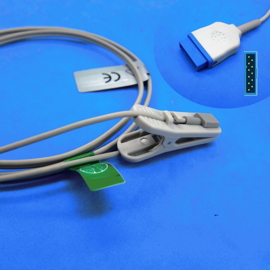 Long cable AWT adult finger clip spo2 sensor for GE dash2500 dash1800 nellcor oximax patient monitor: Adult ear clip