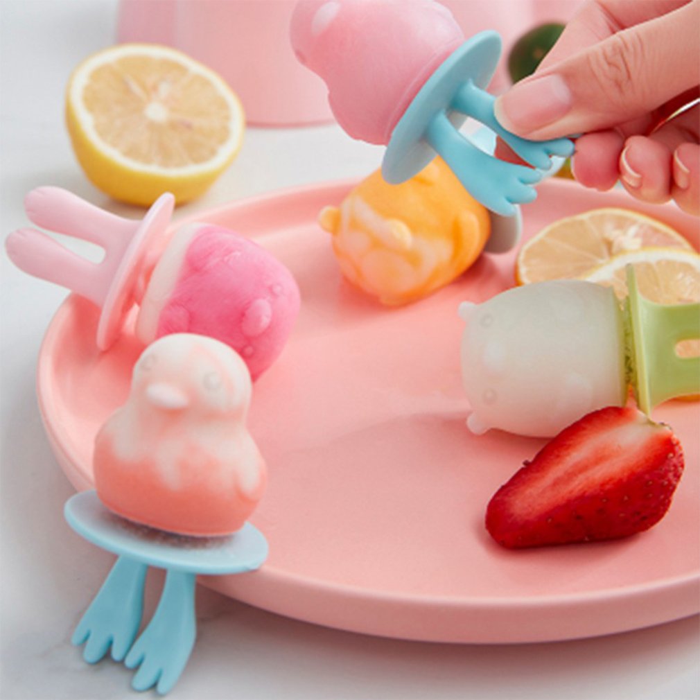 Silica Gel Ice-cream Mould with Lid Popsicle Mold Homemade Ice Cream Mold with Plastic Rod Reusable Cake Molds