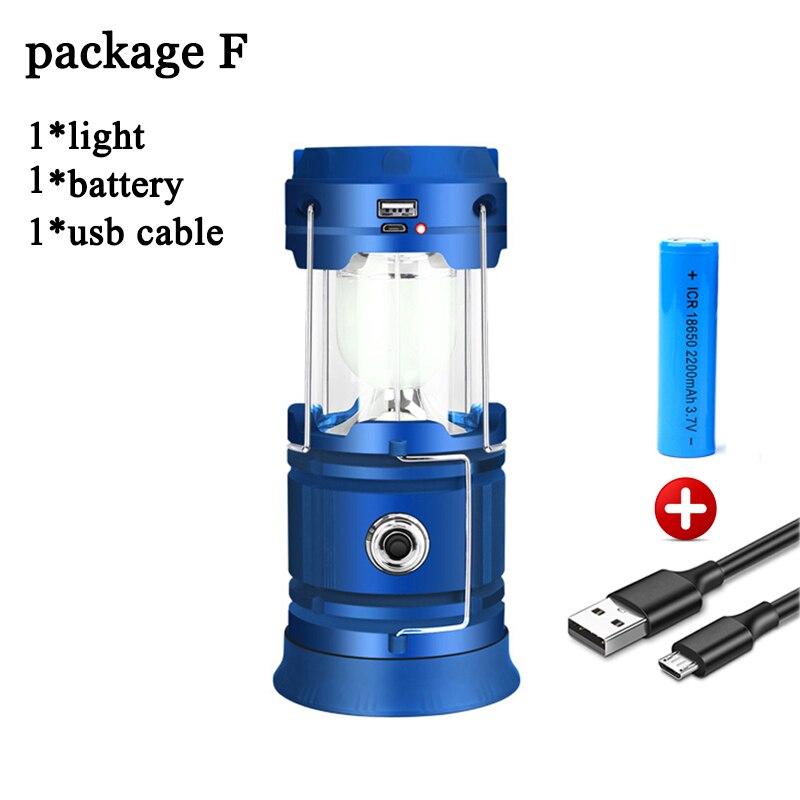 LED Camping Lights Solar Camping Lantaarn USB Oplaadbare Lamp met 1000mA Batterij Intrekbare Draagbare Wind Up Lantaarn Tent Solar Torch voor Camping Wandelen Emergency Outdoor Power Cuts (Gold