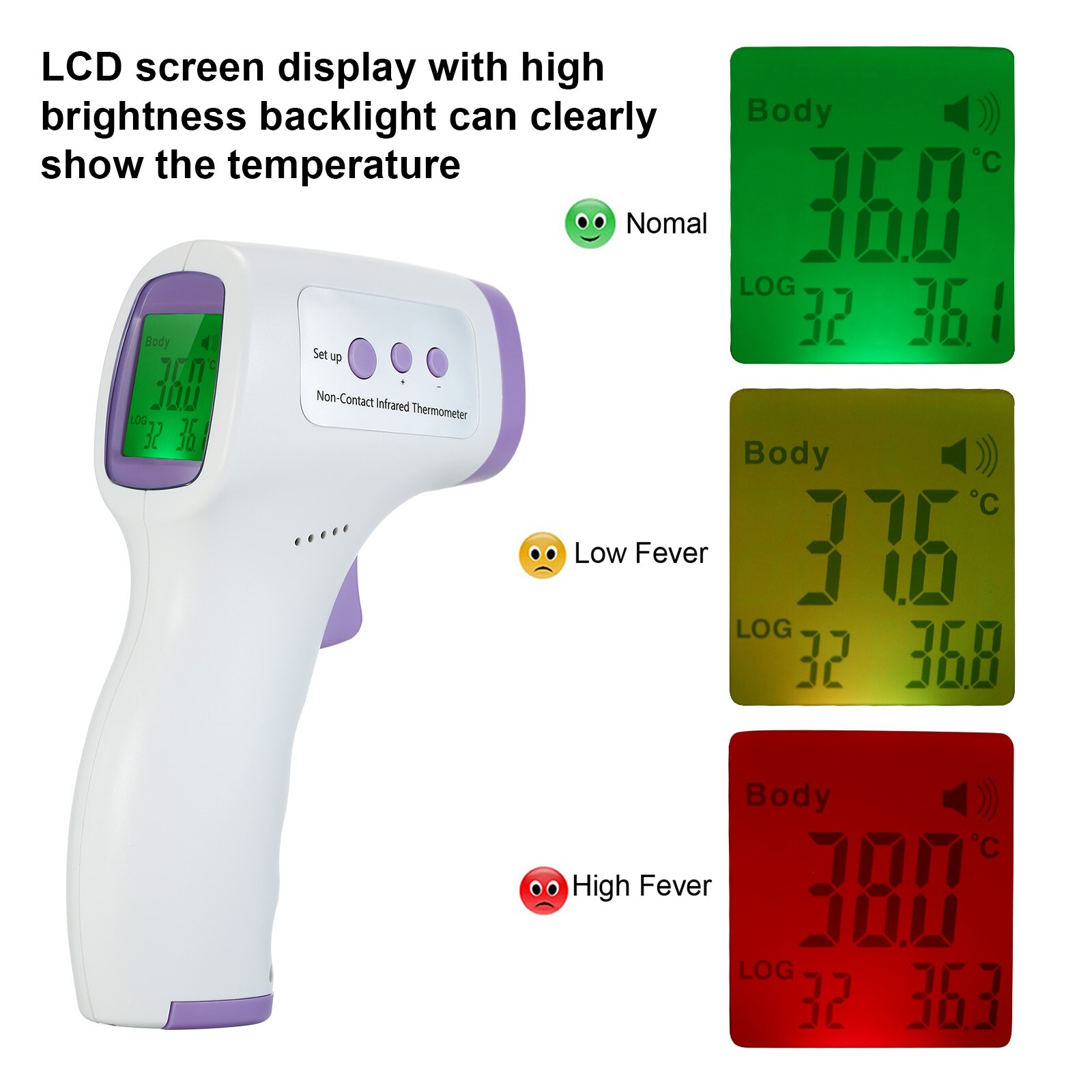 Termómetro Digital de mano LCD, medidor de temperatura, alarma de fiebre, infrarrojo sin contacto, herramientas para el hogar