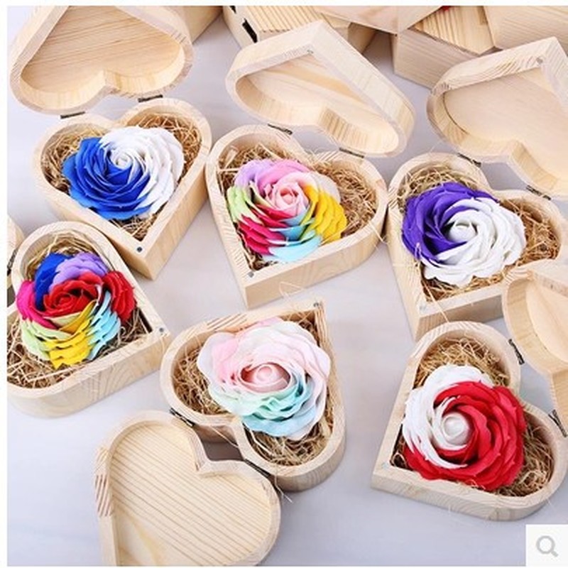 Heart Shape Wood Box Storage Boxes Jewelry Box Wedding Home Storage Bin Earrings Ring Box