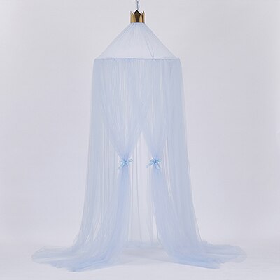 Baby Ronde decoraties Crib Netting Bed Opknoping Katoen Bed Luifel Klamboe Gordijn Voor Hangmat in De Baby 'S Room Vlag decor: Sky Blue