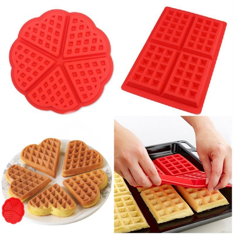 Antihaft Silikon Küche Waffeleisen Rechteck Runde Waffeln Pfanne Kuchen Backform Waffel Silikon Backformen einstellen Backen Werkzeuge