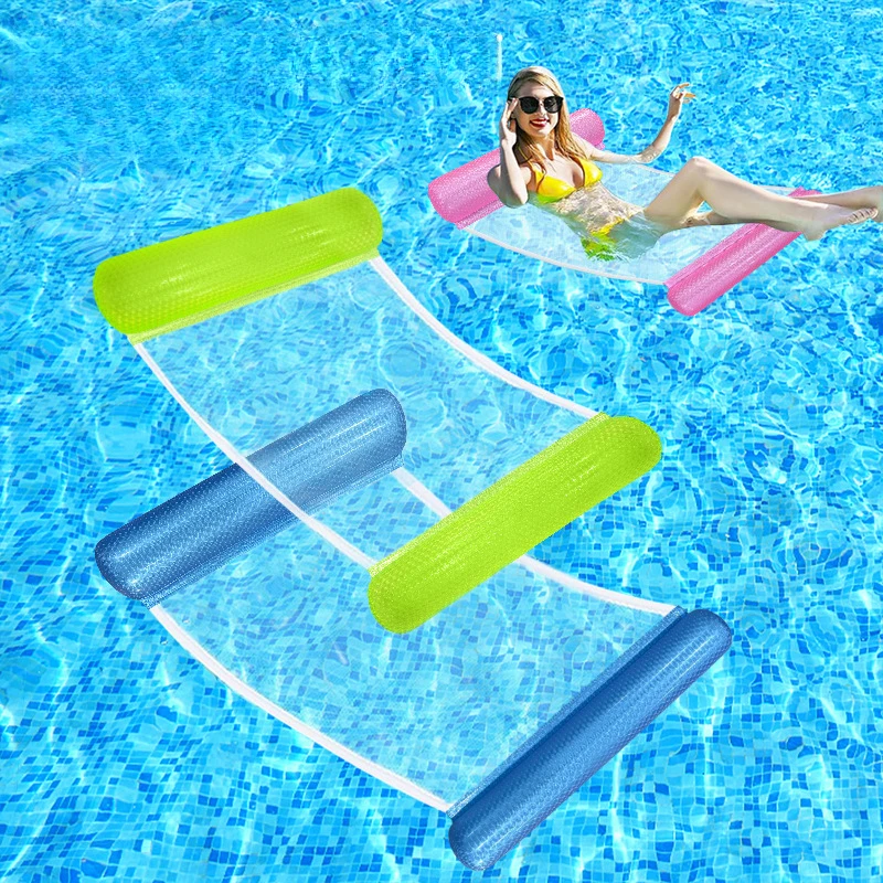Hamac d'eau flottant à 2 tubes avec filet, chaise longue de piscine gonflable nacrée pour adultes, indispensable pour la plage et l'été