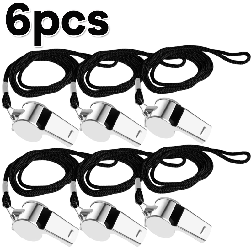 Stainless Steel Whistle with Lanyard Outdoor Referee Super Loud Whistle Cheerleader Sporting Goods for Training