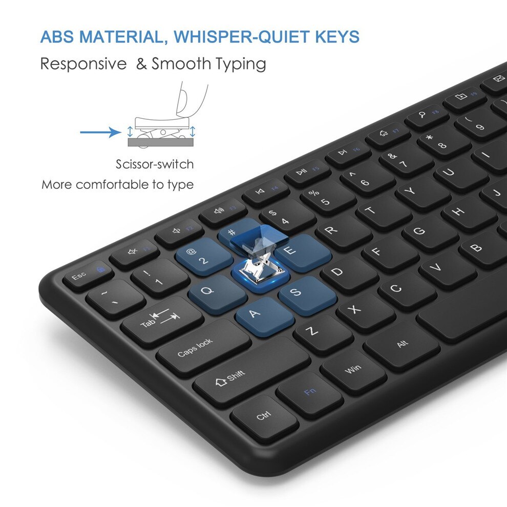 Jelly comb ultra slank 2.4 ghz usb tastatur og mus combo for pc laptop vindu  xp 7/8/9 ergonomisk tastatur og mus i full størrelse