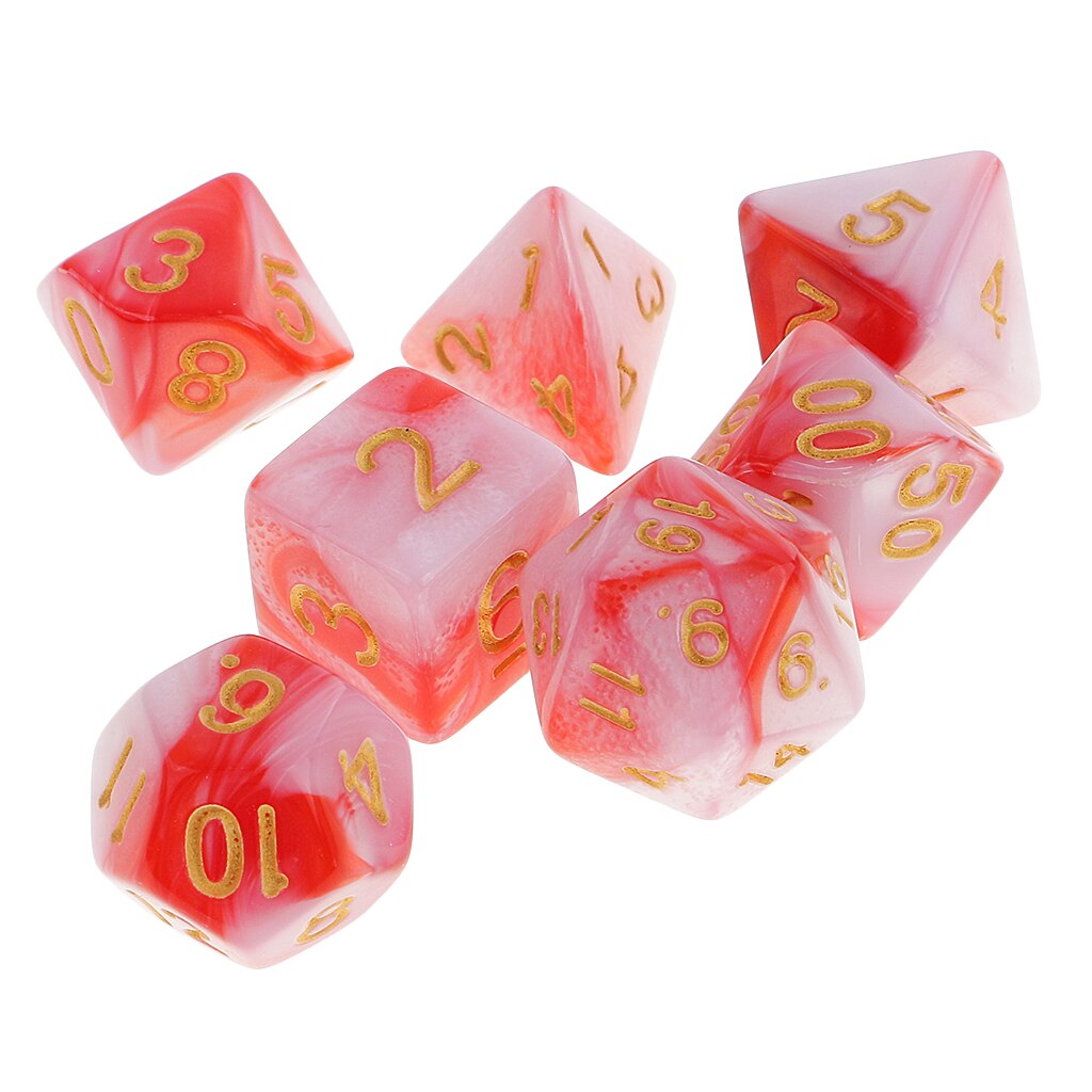 7 Pieces Polyhedral Dice Replacement Party Game Dices Supplies Board Game Dices Toys for DND RPG Board Game: Red White