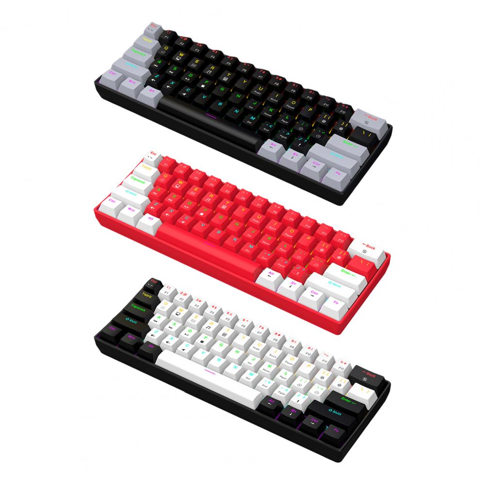 Rgb mekaniskt speltangentbord med kompakt design för bärbar dator, trådbundet, 61 kontorstangentbord med ergonomiskt utseende