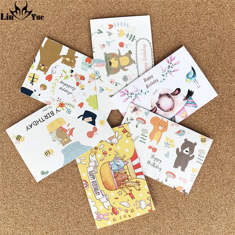 12 blande design gratulerer med dagen tegneserie dyr melding diy dekorasjon gratulasjonskort