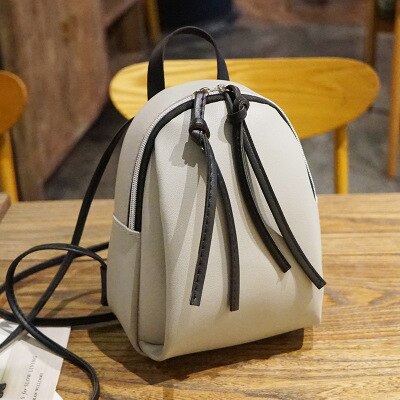 Small Backpack Women Leather Shoulder Bag Summer Multi-Function Mini Backpacks Female School Bagpack Bag for Teenage Grils: Gray