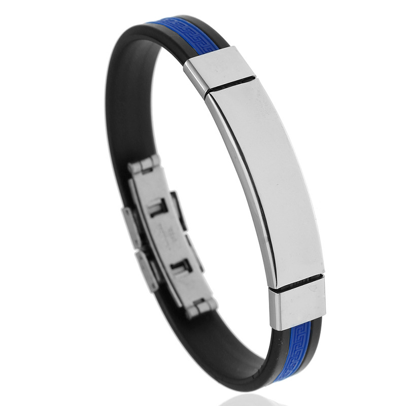 Titanium Staal Rvs Accessoires Charm 5 Clolor Armband Siliconen Armband Man Mode Sieraden: blue