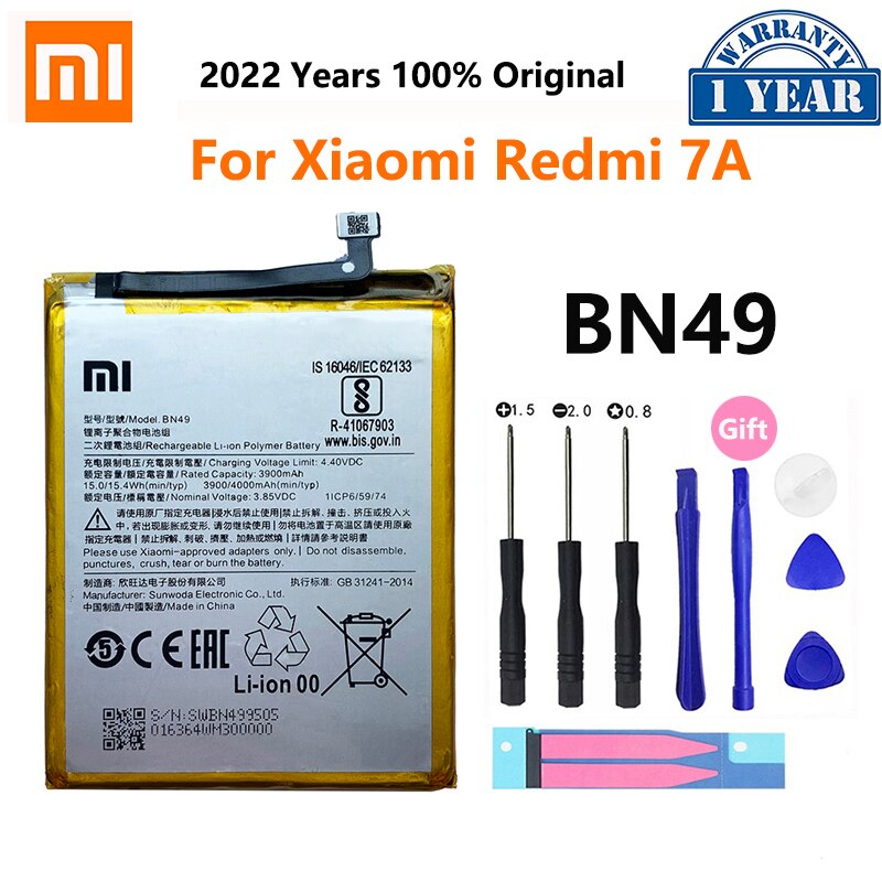 XiaoMi-Batería de repuesto para teléfono Redmi Hongmi Note 3, 3S, 4, 4A, 4X, 5, 5A, 5X, 6, 6, 7, 7A, Go Pro Plus, A2 Lite, BN41, BN31, BM47: BN49 Redmi 7A