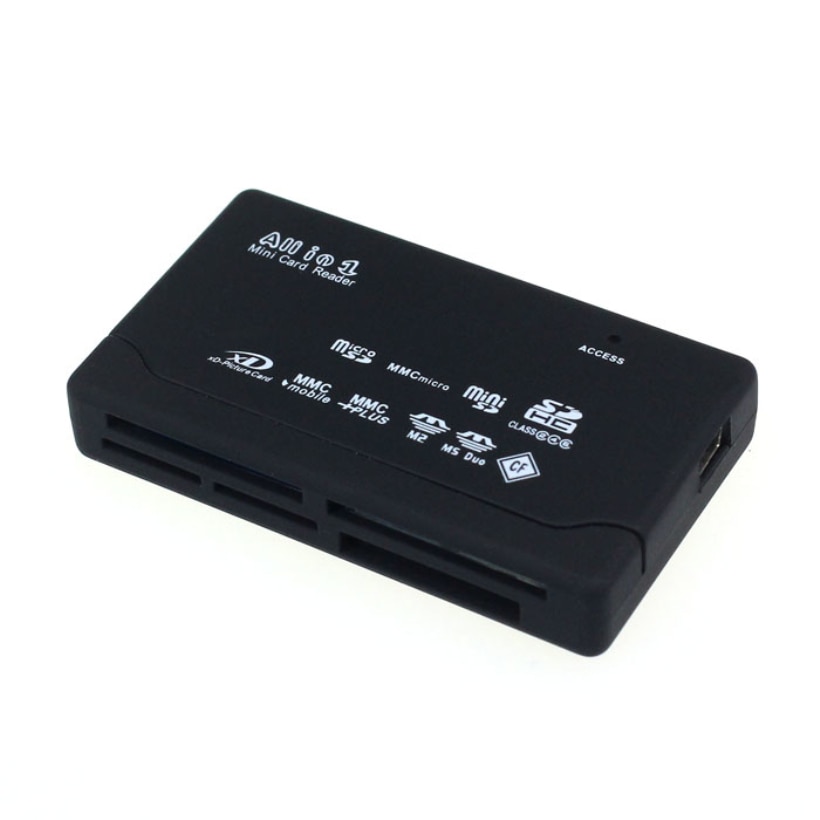 Lector de tarjetas para SD XD MMC MS CF SDHC TF microSD M2, adaptador de , Mini USB 2,0, accesorios de ordenador, color negro, L0307