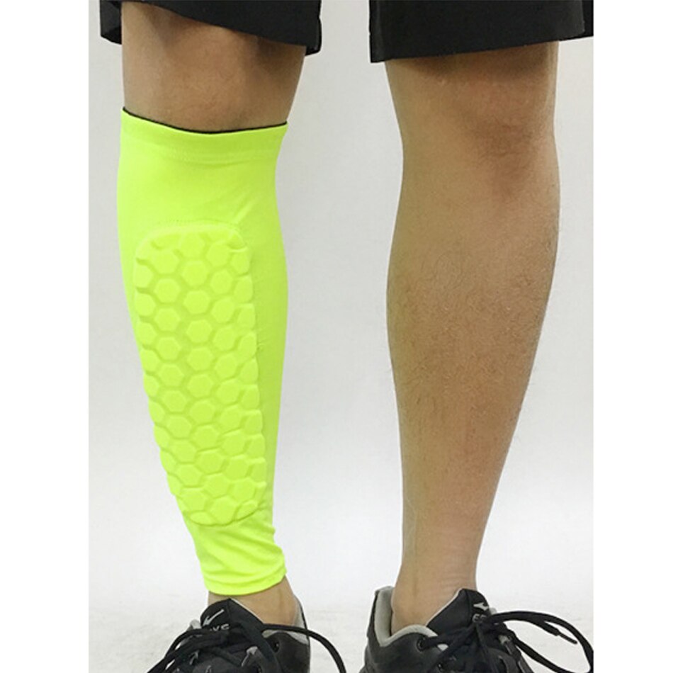 WorthWhile 1 PC Honeycomb Shin Guard Sports Football Shields Soccer Legging Shinguards Leg Sleeves Protective Gear: 1 Piece Yellow / XL