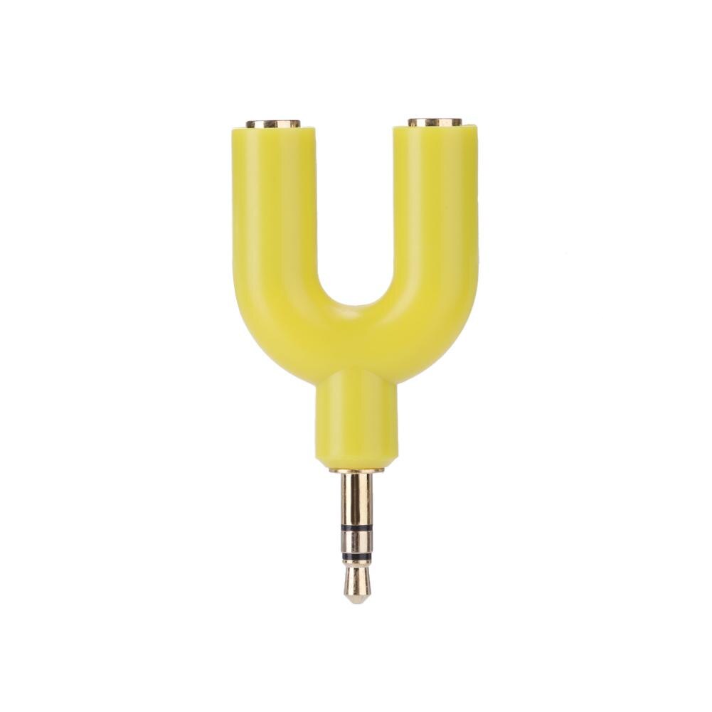 3.5mm Extension Earphone Headset Audio Splitter 1 Male to 2 Female Cable Adapter Portable Metal+Plastics Converter Connector: YELLOW