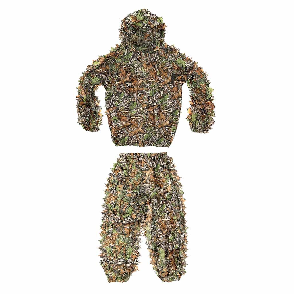 Camo Ghillie Suit, 3D Leaf Camouflage Kleding, Lichtgewicht Suits - Woodland Bos Veld Jungle Gras Training-Ademend