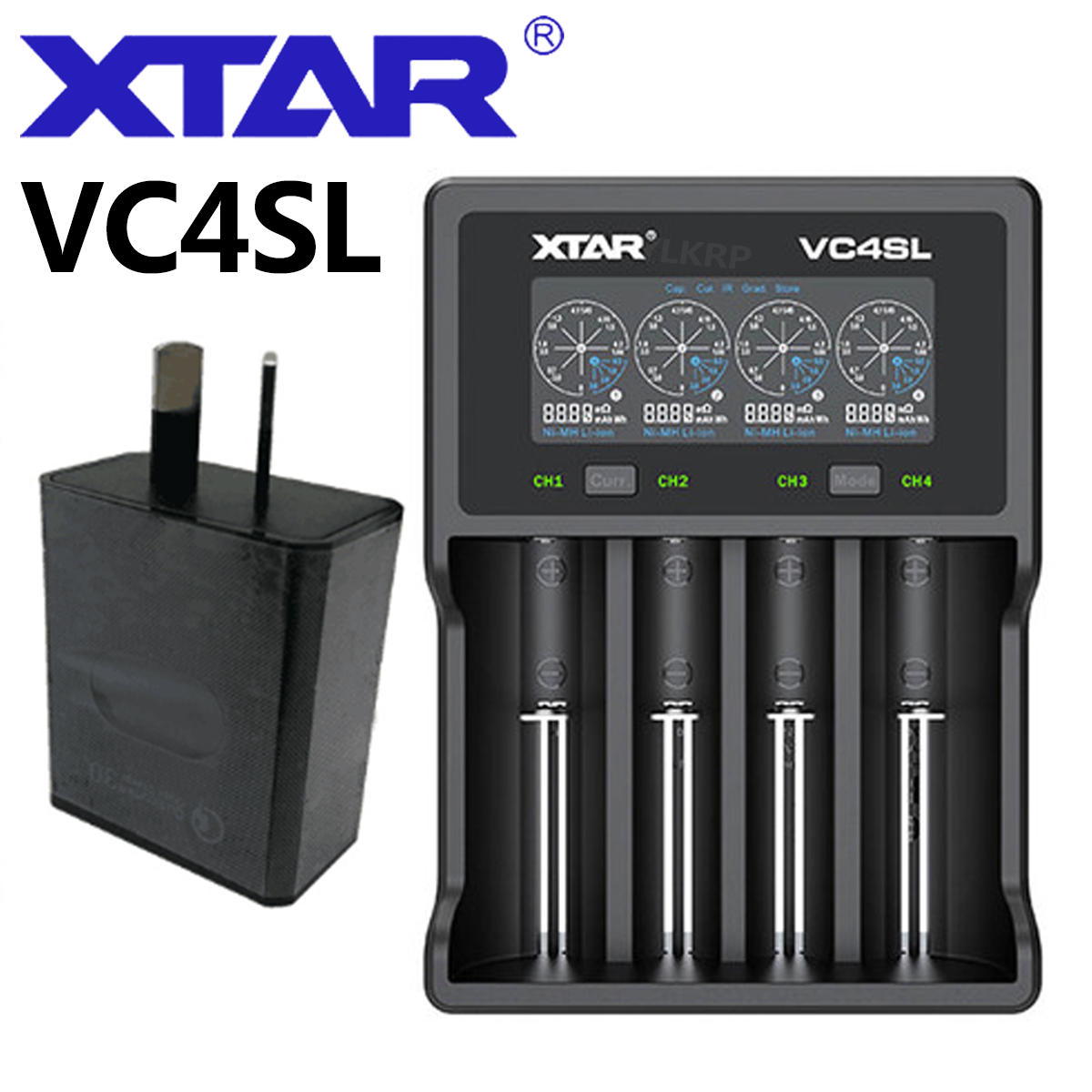 XTAR VC4SL upgraded and extended smart charger, C-type USB input, support QC3.0 charging: VC4SL-AU-QC-PLUG